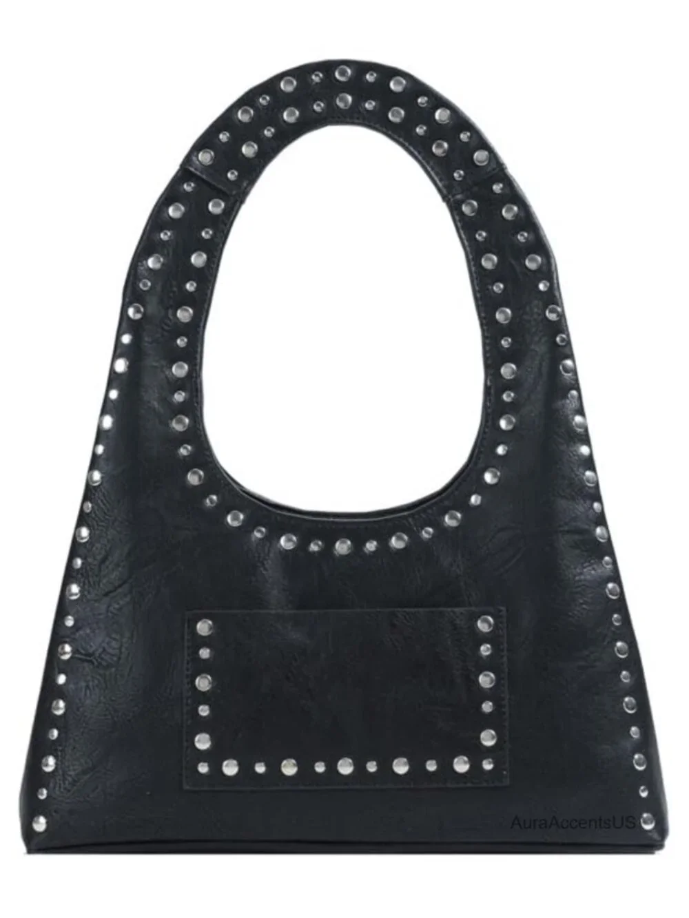 Faux Leather Hobo Bag Studded Punk Tote Shoulder Purse